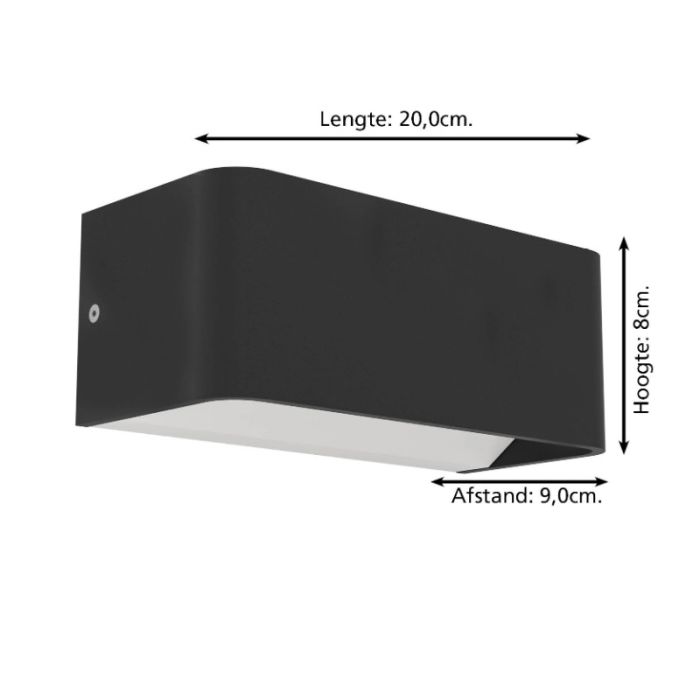 Zwarte moderne smart wandlamp aluminium, Tjalle, 10W, RGBW LED, IP54