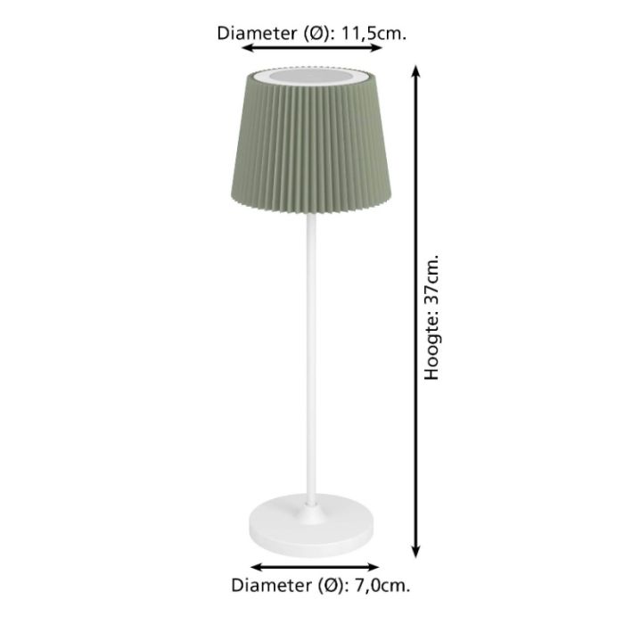 Groene moderne tafellamp stof, Latif, 2W, LED verstelbare lichtkleur, met touchdimmer