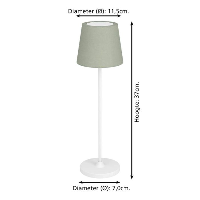 Groene moderne tafellamp stof, Latif, 2W, LED verstelbare lichtkleur, met touchdimmer