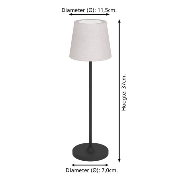 Beige moderne tafellamp stof, Latif, 2W, LED verstelbare lichtkleur, met touchdimmer