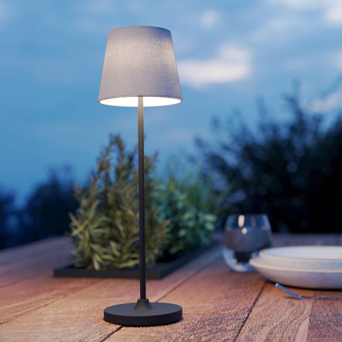 Beige moderne tafellamp stof, Latif, 2W, LED verstelbare lichtkleur, met touchdimmer