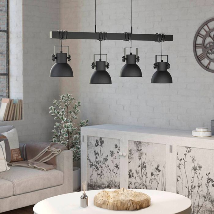 Zwarte industriële hanglamp aluminium, Liane