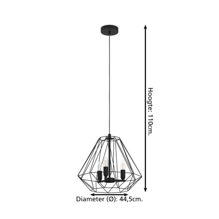 Zwarte industriële hanglamp aluminium, Kwok