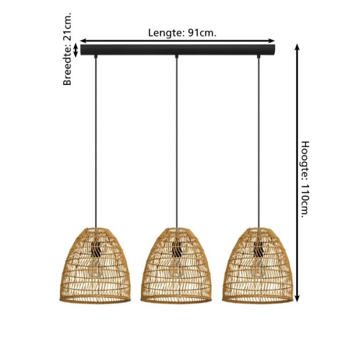 Houten hanglamp bruin, Wilfried