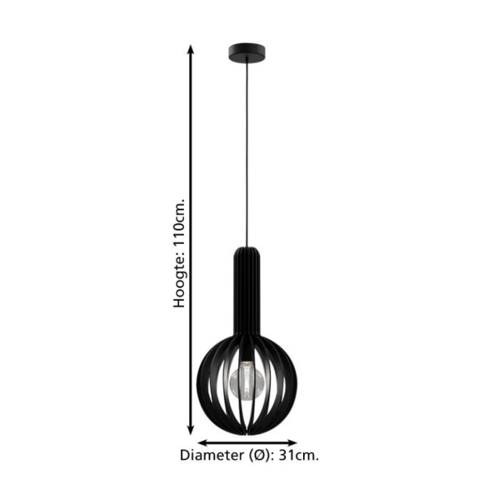 Houten hanglamp zwart, Kenney