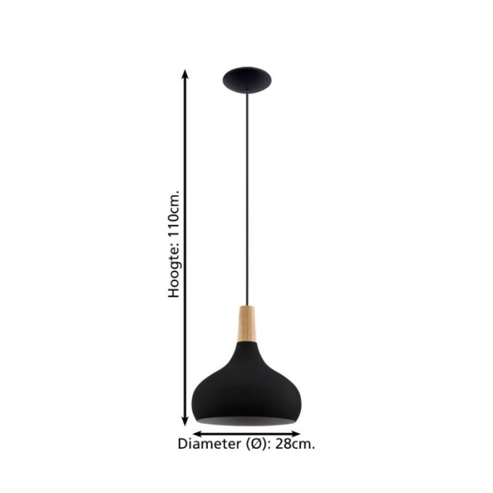 Zwarte hanglamp aluminium, Tjebbe
