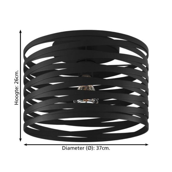 Zwarte industriële plafondlamp aluminium, Tein
