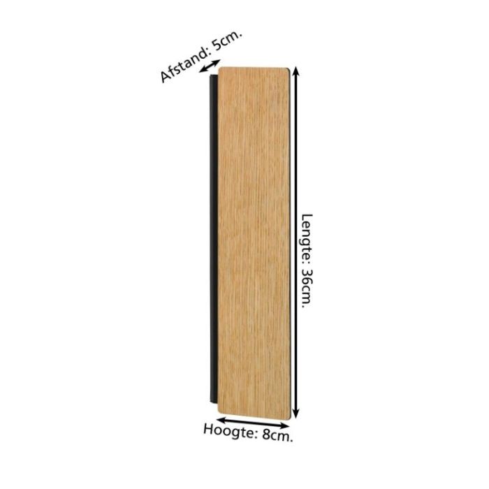 Houten wandlamp zwart, Zion, 12W, 3000K LED