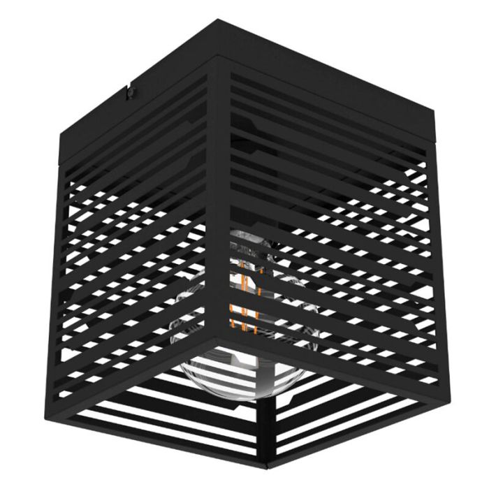 Zwarte industriële plafondlamp aluminium, Lennaert