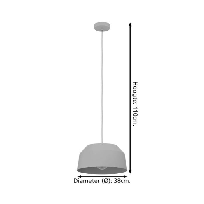 Grijze landelijke hanglamp aluminium, Teddie
