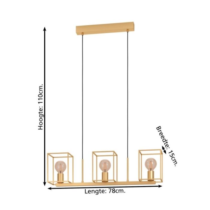Gouden industriële hanglamp aluminium, Teis