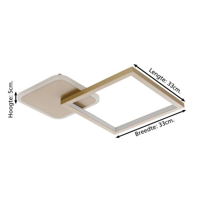 Gouden moderne plafondlamp aluminium, Sivan, 15W, warm tot koud wit verstelbare LED, 3-staps dimbaar