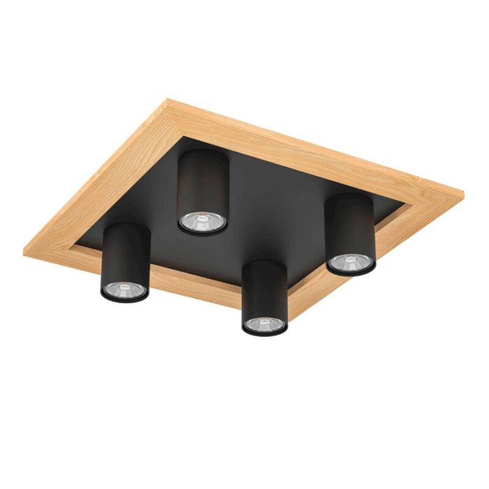 Houten plafondlamp zwart, Kenneth