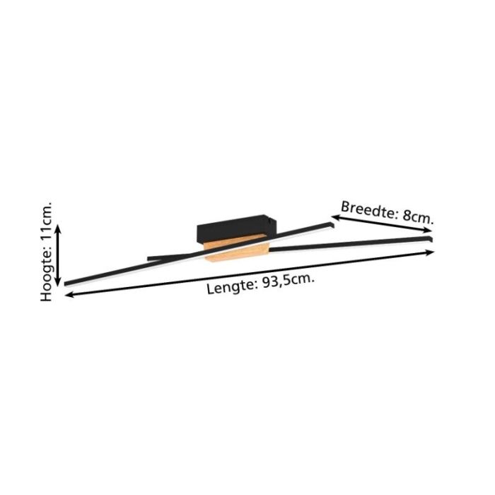 Zwarte moderne plafondlamp aluminium, Leintje, 13W, 3000K LED
