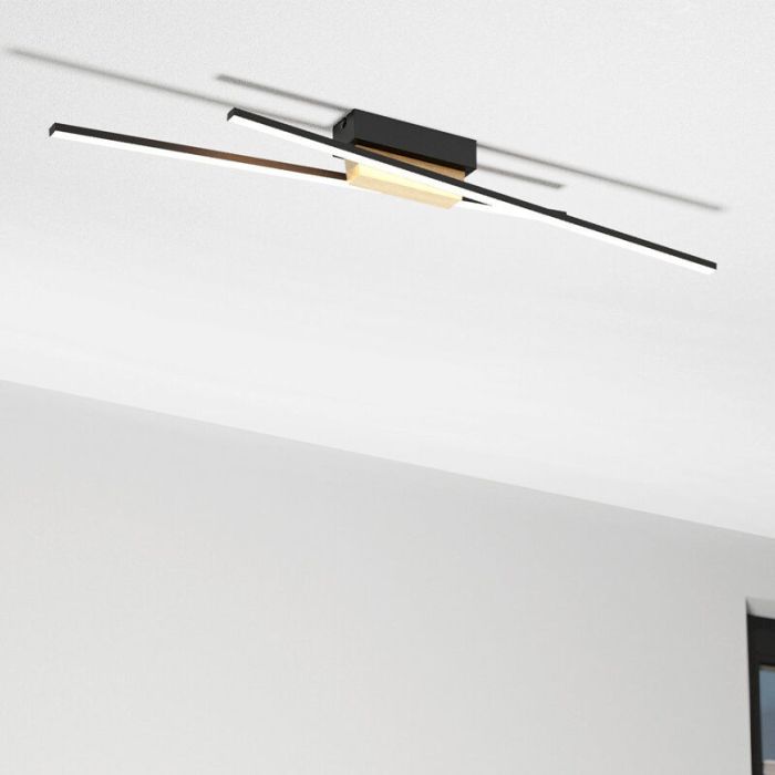 Zwarte moderne plafondlamp aluminium, Leintje, 13W, 3000K LED