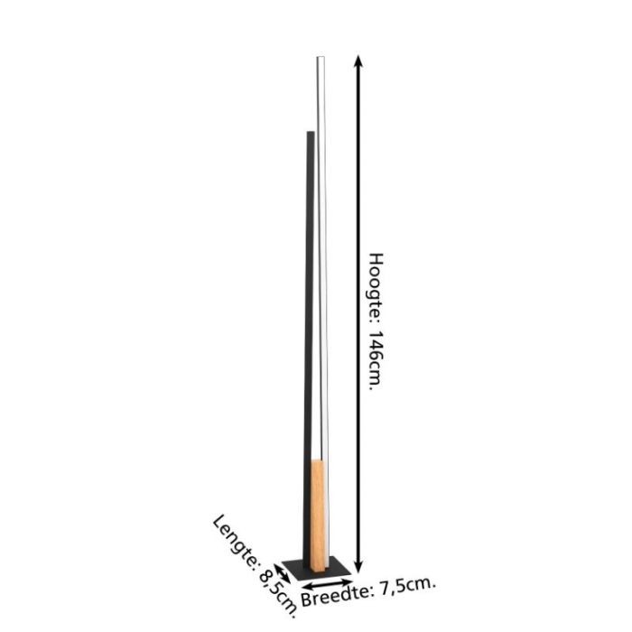 Zwarte moderne vloerlamp aluminium, Leintje, 12,8W, 3000K LED, met schakelaar
