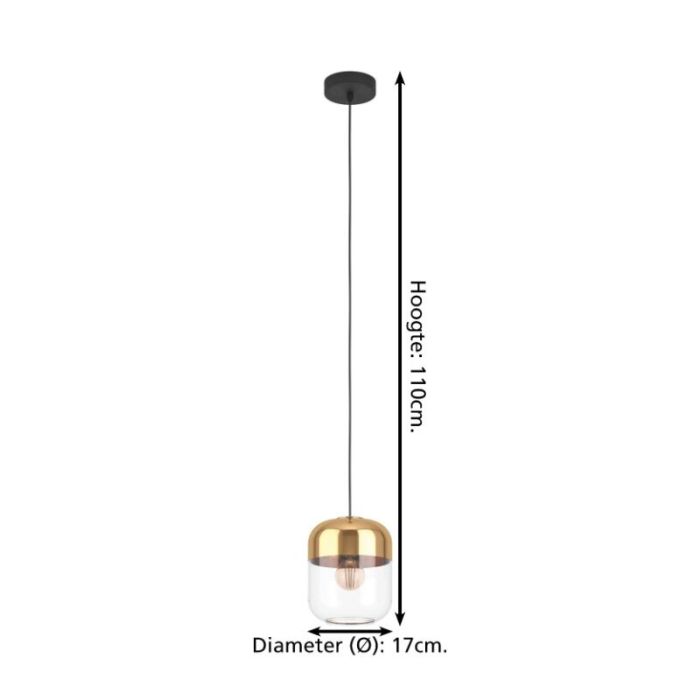 Gouden design hanglamp glas, Jeanny