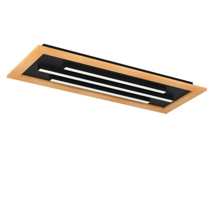 Houten design plafonnière aluminium, Kyllian, 9W, warm tot koud wit verstelbare LED, 3-staps dimbaar