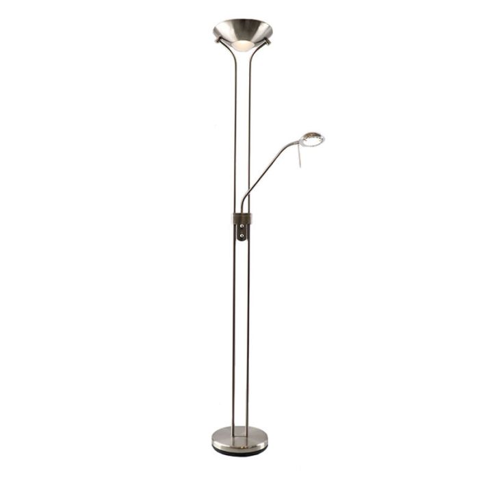 Moderne Nikkel leeslamp Salvador, 2 warm witte lampjes, met draaidimmer