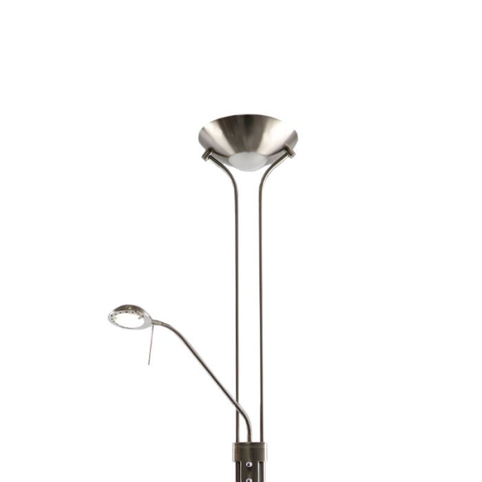 Moderne Nikkel leeslamp Salvador, 2 warm witte lampjes, met draaidimmer