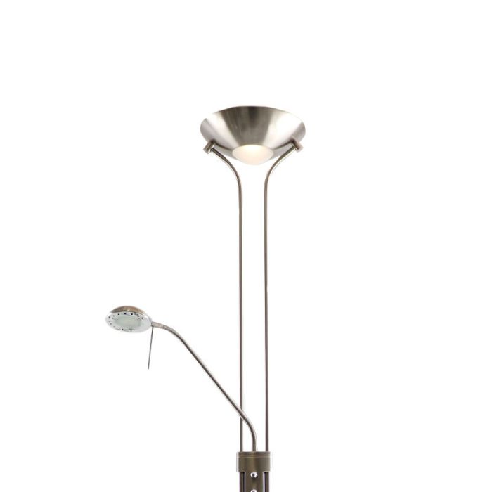 Moderne Nikkel leeslamp Salvador, 2 warm witte lampjes, met draaidimmer