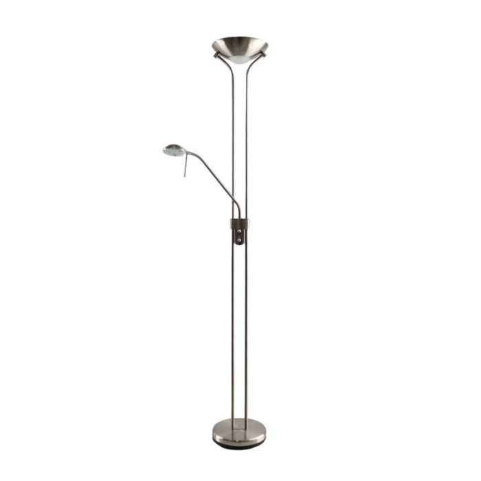 Moderne Nikkel leeslamp Salvador, 2 warm witte lampjes, met draaidimmer