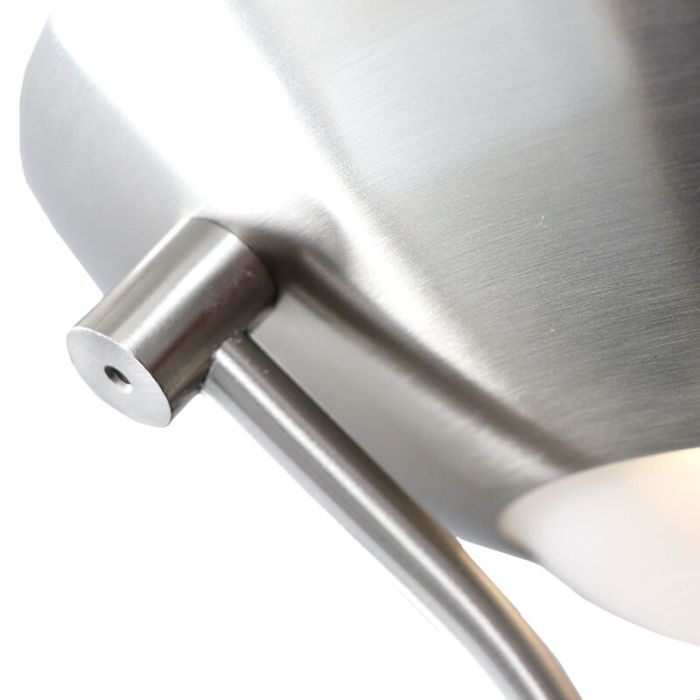 Moderne Nikkel leeslamp Salvador, 2 warm witte lampjes, met draaidimmer