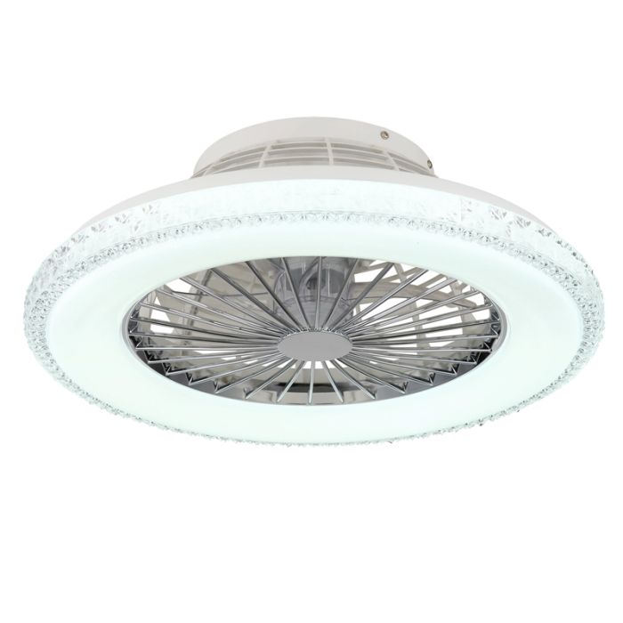 Chromen design plafondventilator kunststof, Lammechien, 40W, warm tot koud wit verstelbare LED, met afstandsbediening