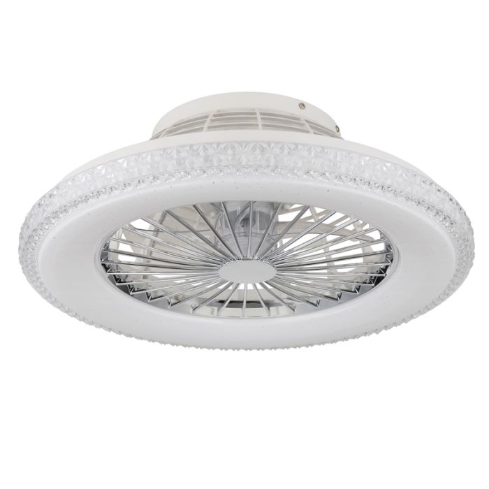Chromen design plafondventilator kunststof, Lammechien, 40W, warm tot koud wit verstelbare LED, met afstandsbediening