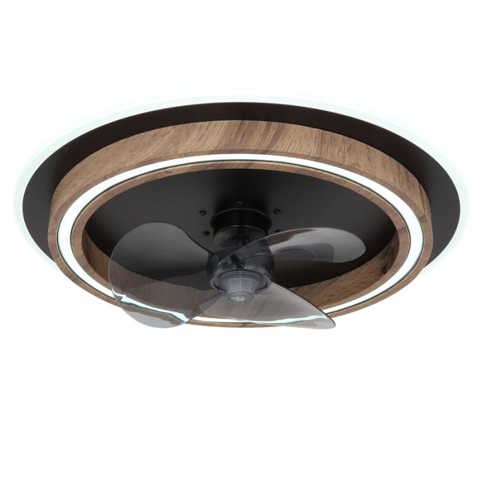Bruine moderne plafondventilator kunststof, Lamine, 32W, warm tot koud wit verstelbare LED, met afstandsbediening