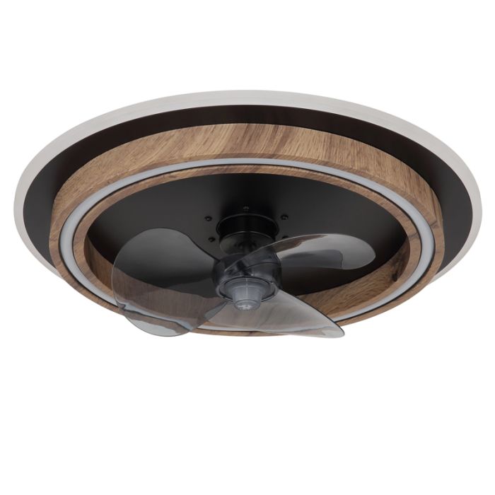 Bruine moderne plafondventilator kunststof, Lamine, 32W, warm tot koud wit verstelbare LED, met afstandsbediening