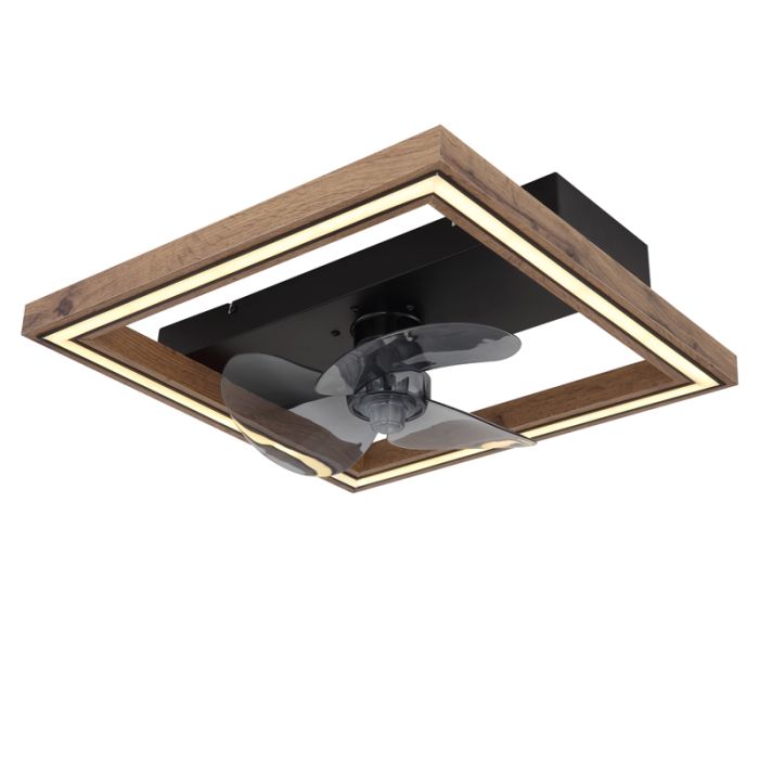 Bruine moderne plafondventilator kunststof, Lamyea, 24W, warm tot koud wit verstelbare LED, met afstandsbediening