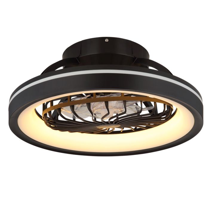 Zwarte moderne plafondventilator kunststof, Lenard, 40W, warm tot koud wit verstelbare LED, met afstandsbediening