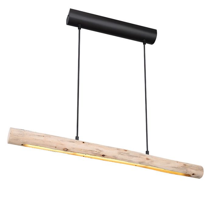 Landelijke hanglamp Abbas, bruin, hout, 3000K LED