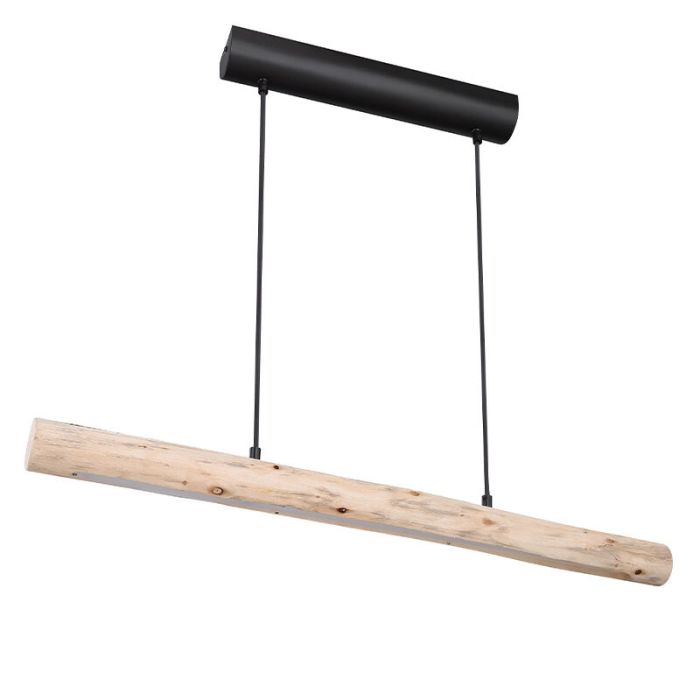 Landelijke hanglamp Abbas, bruin, hout, 3000K LED