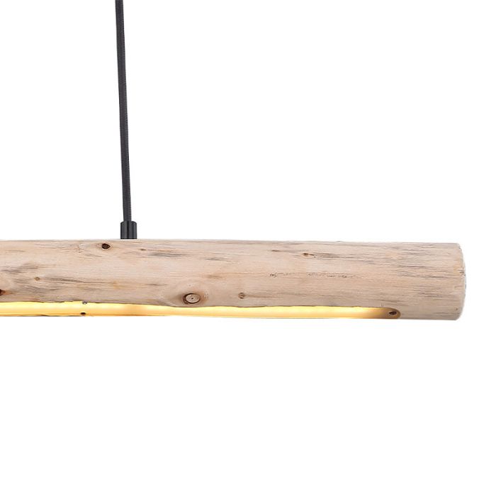 Landelijke hanglamp Abbas, bruin, hout, 3000K LED