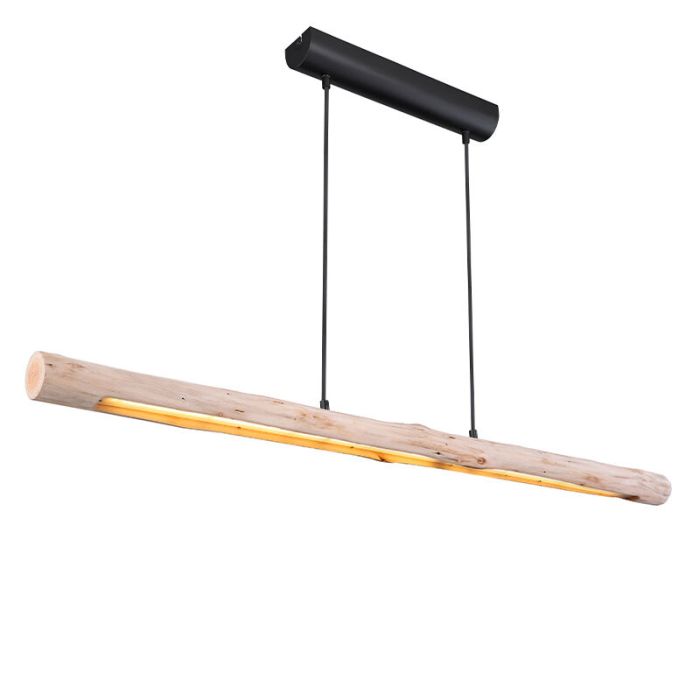 Landelijke hanglamp Abbas, bruin, hout, 3000K LED
