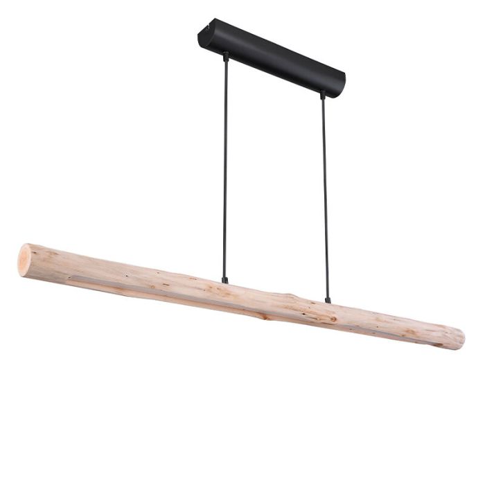 Landelijke hanglamp Abbas, bruin, hout, 3000K LED
