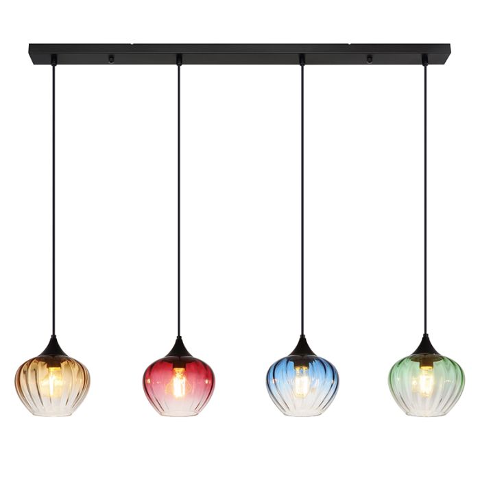 Veelkleurige design eettafel hanglamp glas, Herm