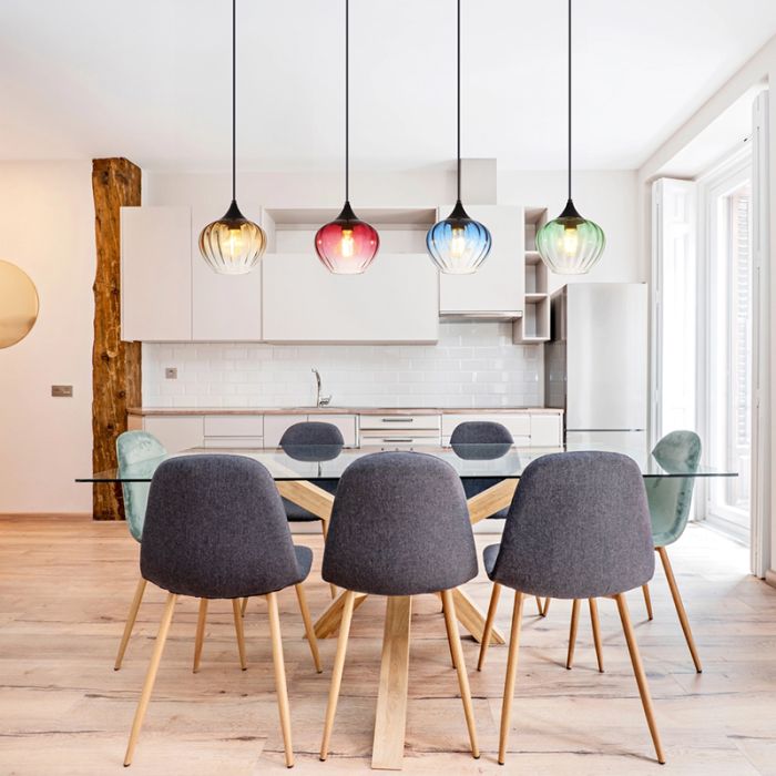 Veelkleurige design eettafel hanglamp glas, Herm