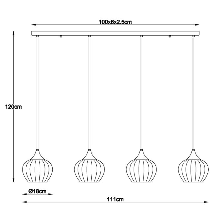Veelkleurige design eettafel hanglamp glas, Herm