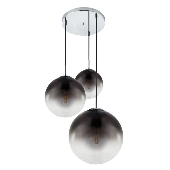 Design eettafel hanglamp Novia, chroom, glas
