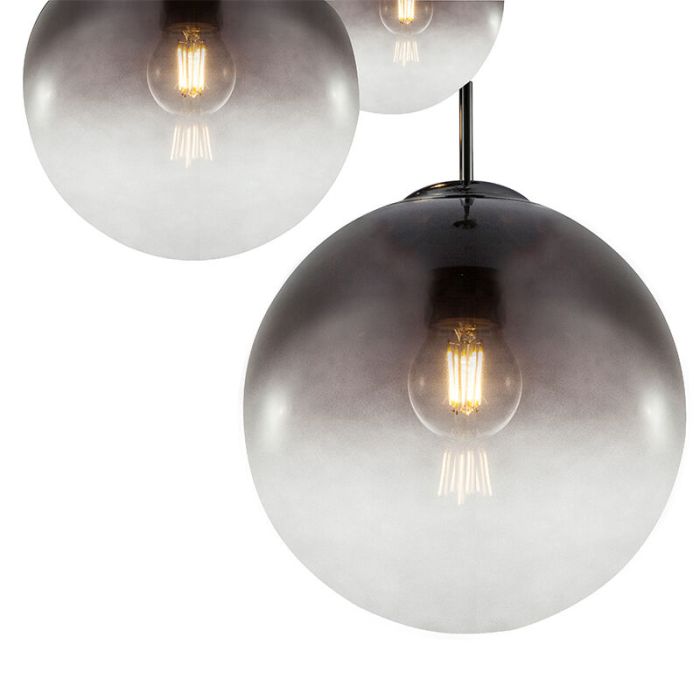 Design eettafel hanglamp Novia, chroom, glas