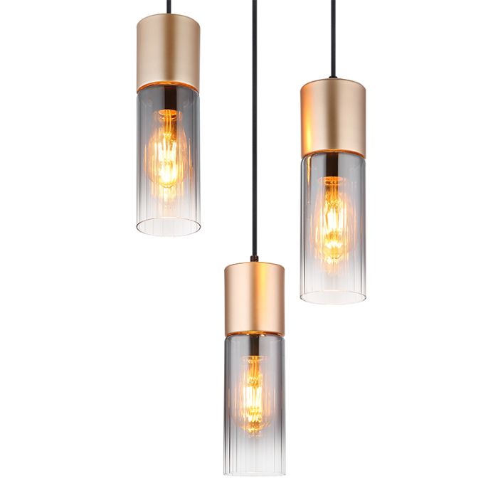 Bruine design eettafel hanglamp metaal, Xena