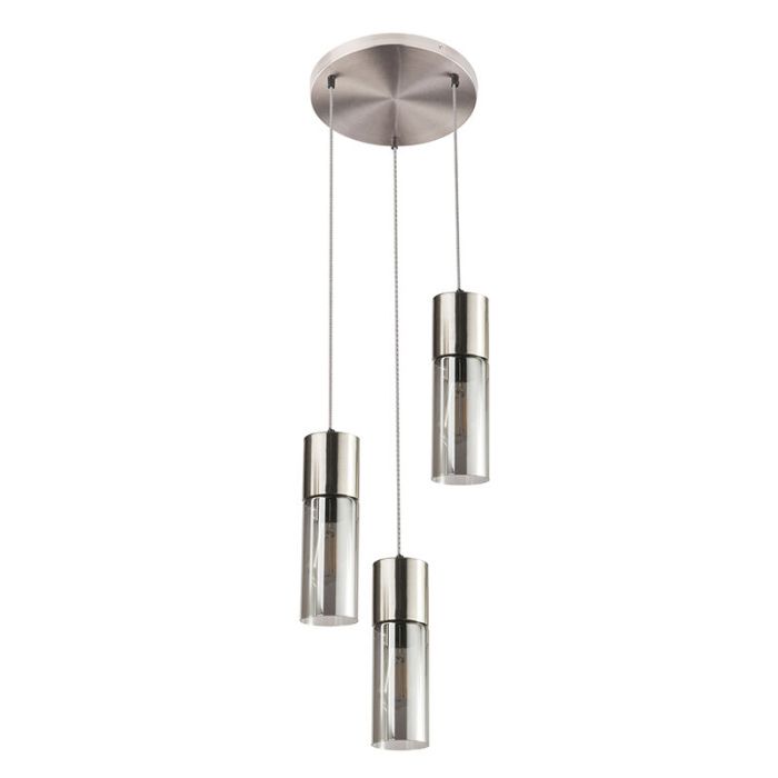 Design eettafel hanglamp Xena, nikkel, glas