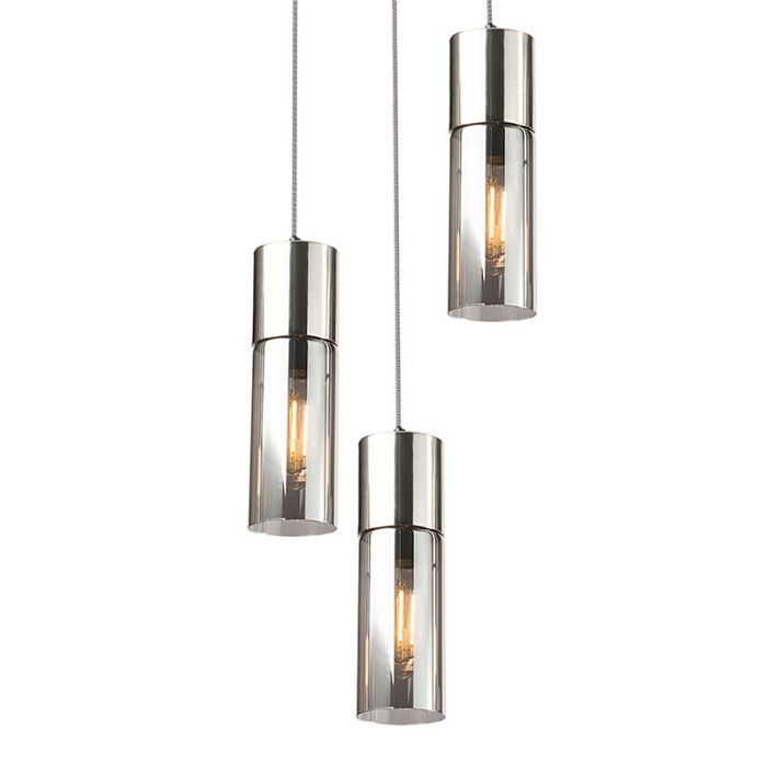 Design eettafel hanglamp Xena, nikkel, glas