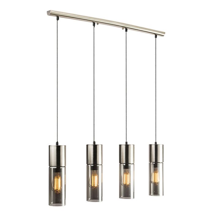 Design hanglamp Xena, nikkel, glas