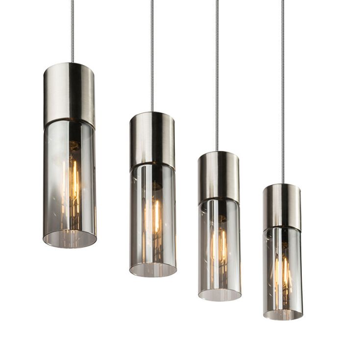 Design hanglamp Xena, nikkel, glas