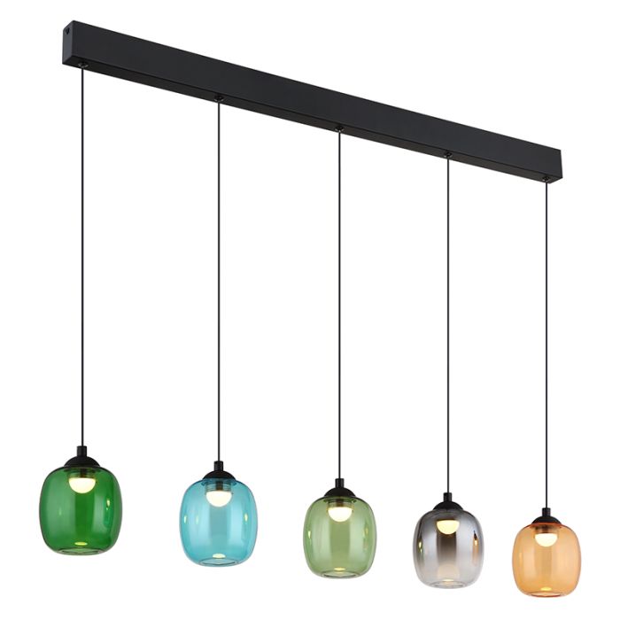Veelkleurige design hanglamp glas, Karsten, 27W, 3000K LED, 3-staps dimbaar