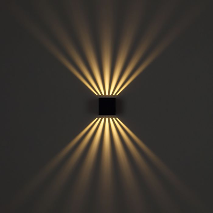 Antraciete moderne up down wandlamp aluminium, Moesha, 6W, 3000K LED, IP54